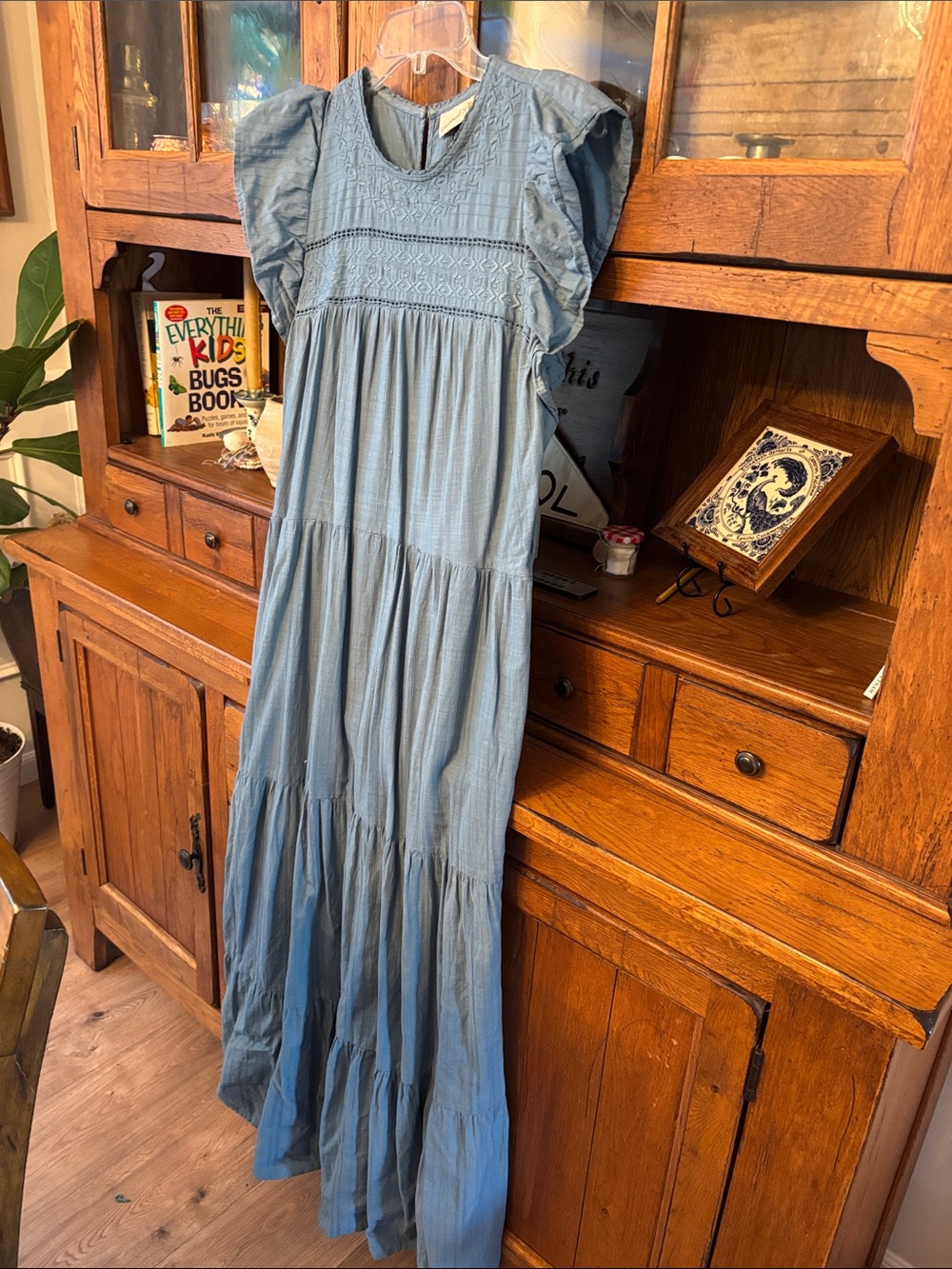 Universal Thread Light Blue Tiered Maxi Dress with Ruffle Sleeves